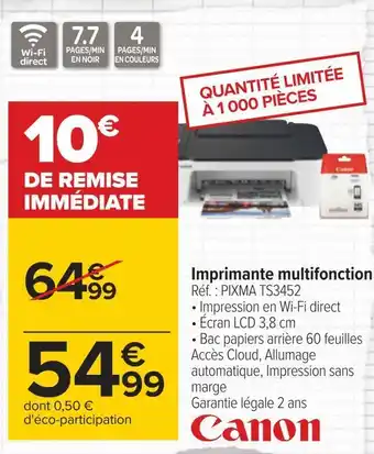 Carrefour Canon imprimante multifonction offre