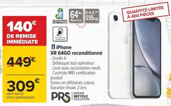 Carrefour Apple iphone xr 64go reconditionné offre