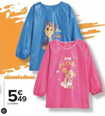 Carrefour Nickelodeon tablier file ou garçon offre