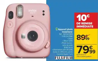 Carrefour Fujifilm appareil photo instantané offre