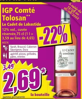 Norma IGP Comté Tolosan offre