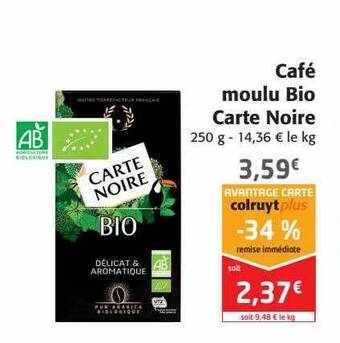 Colruyt Café moulu bio carte noire offre