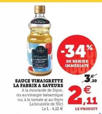 Hyper U Sauce vinaigrette la fabrik a saveurs offre