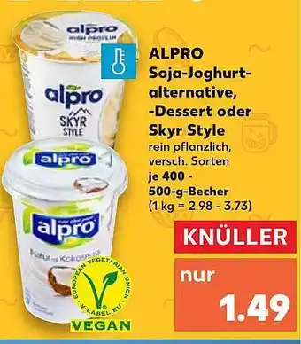 Hyper U Alpro soja-joghurt-alaternative, dessert oder skyr style offre