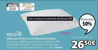 JYSK Oreiller en mousse à mémoire lyngen offre