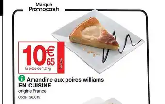 Amandine aux poires williams en cuisine origine france
