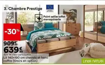 BUT Chambre prestige lit 140x190cm chevets et blanc coffre offre
