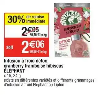 Cora x Carrefour Infusion à froid détox cranberry framboise hibiscus éléphant offre