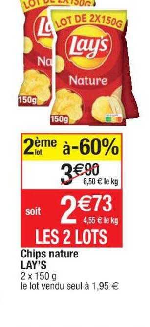 Cora x Carrefour Chips nature lay's offre