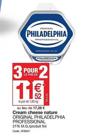 Cream cheese nature original philadelphia professional