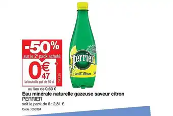 Promocash Eau minérale naturelle gazeuse saveur citron perrier offre
