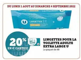 Super U Lingettes pour la toilette adulte extra large u offre