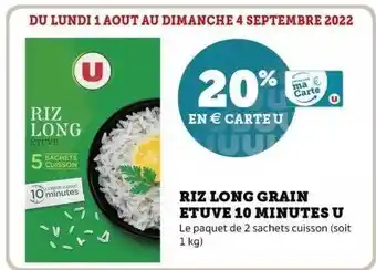 Super U Riz long grain étuvé 10 minutes u offre