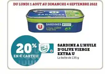 Super U Sardine à l'huile d'olive vierge extra u offre