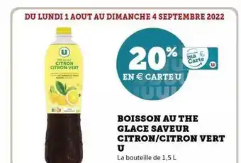 Super U Boisson au thé glacé saveur citron-citron vert u offre