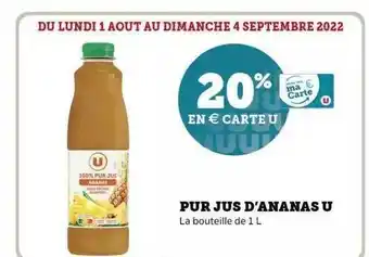 Super U Pur jus d'ananas u offre
