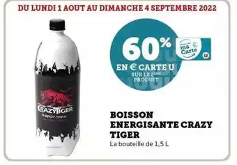 Super U Boisson énergisante crazy tiger offre