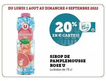 Super U Sirop de pamplemousse rose u offre