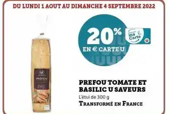 Super U Préfou tomate et basilic u saveurs offre
