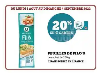 Super U Feuilles de filo u offre