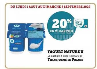 Super U Yaourt nature u offre