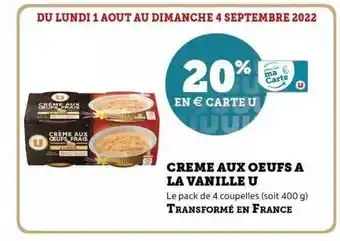 Super U Crème aux oeufs à la vanille u offre