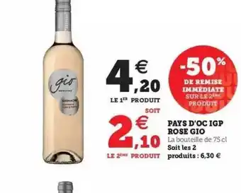 Super U Pays d'oc igp rose gio offre
