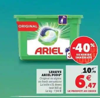Super U Lessive ariel pods offre