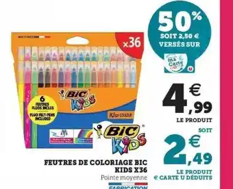 Super U Feutres de coloriage bic kids x36 offre