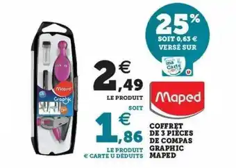 Super U Coffret de 3 pièces de compas graphic maped offre
