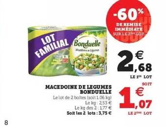 Super U Macédoine de légumes bonduelle offre