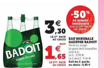 Super U Eau minérale gazeuse badoit offre