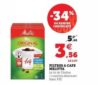 Super U Filtres à café melitta offre