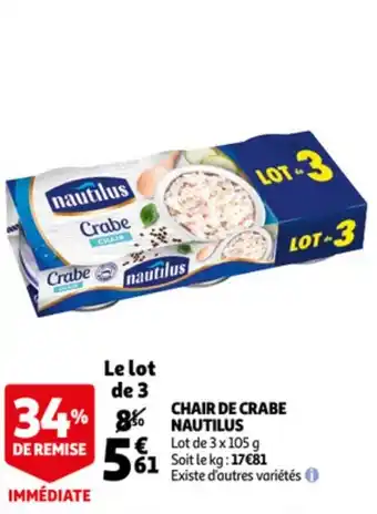 Auchan NAUTILUS chair de crabe offre