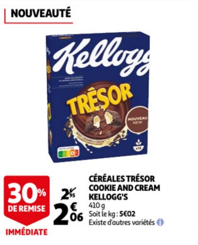 Promo KELLOGG'S céréales trésor cookie and cream chez Auchan