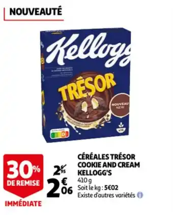 Auchan KELLOGG'S céréales trésor cookie and cream offre