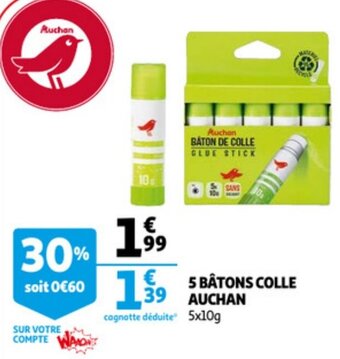 Auchan AUCHAN 5 bâtons colle offre