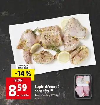 Lidl Lapin découpé sans tête offre