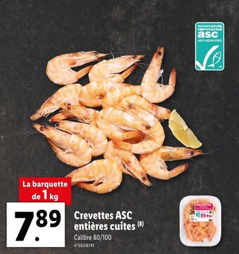 Lidl Crevettes ASC entières cuites offre