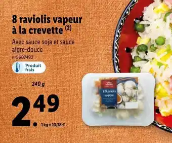 Lidl 8 raviolis vapeur à la crevette offre