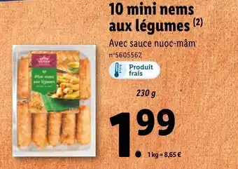 Lidl 10 mini nems aux légumes offre