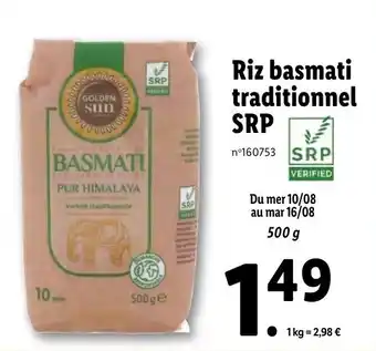 Lidl SRP riz basmati traditionnel offre