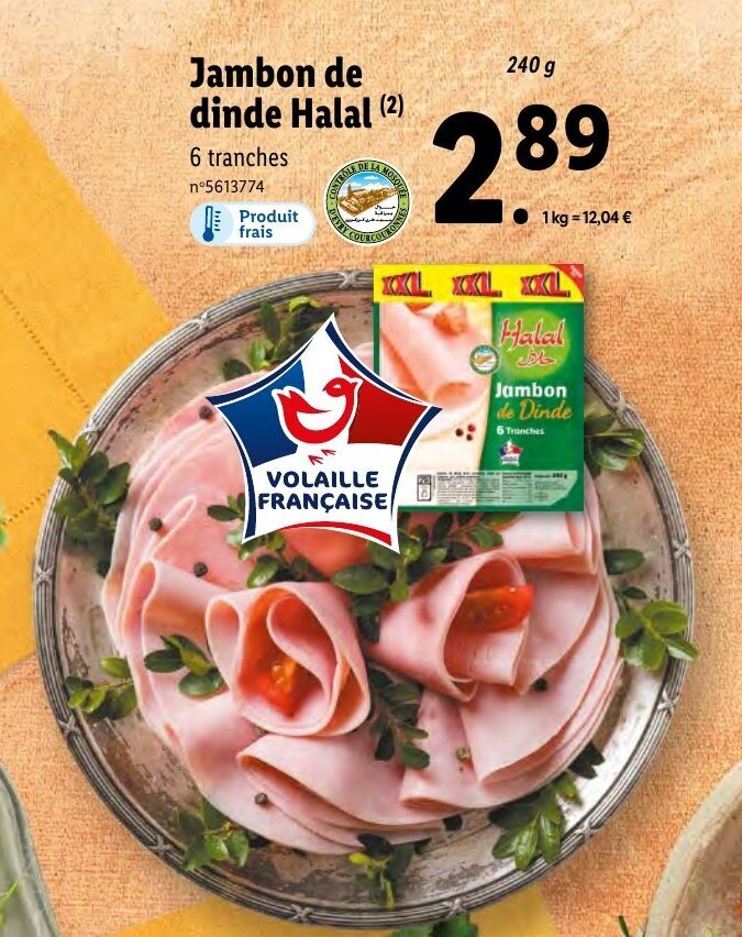 Promo Jambon de dinde halal chez Lidl