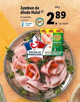 Lidl Jambon de dinde halal offre