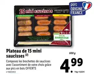 Lidl Plateau de 15 mini saucisses offre