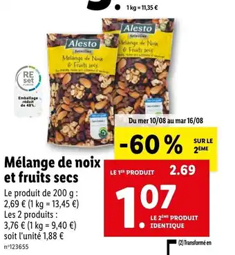 Lidl Mélange de noix et fruits secs offre