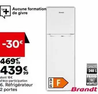 BUT Réfrigérateur 2 portes brandt offre