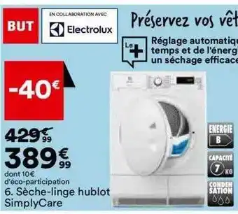 BUT Sèche-linge hublot simplycare electrolux offre