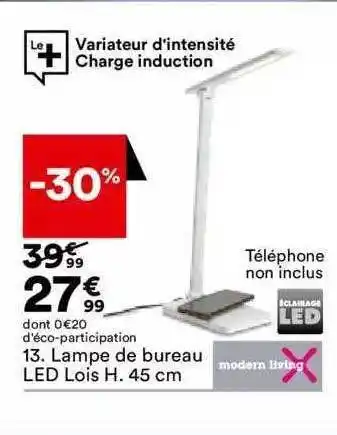 BUT Lampe de bureau led lois h. 45 cm modern living offre