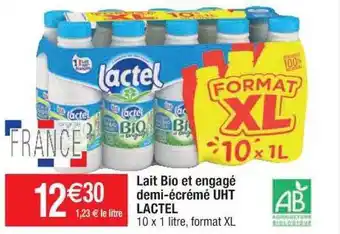 Cora x Carrefour Lait bio et engagé demi-écrémé uht lactel offre